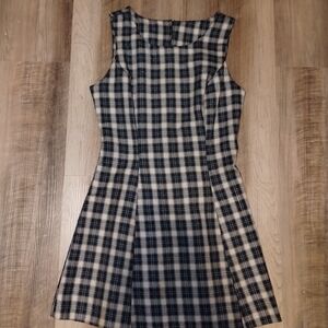 Alyn Paige Black and Cream Checkered Mini Dress